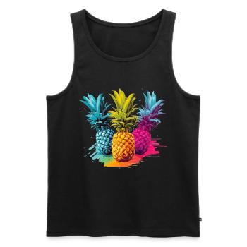 Colorful Pineapple Splashes of Paint Splashes - Men's Premium Organic Tank Top - black - Front - AI Model Male 178 light (178cm)