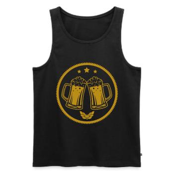 Bière - Bière / Mug à bière - Bouteille de bière Baril de bière - Débardeur bio Premium Homme - noir - Devant - AI Model Male 178 light (178cm)