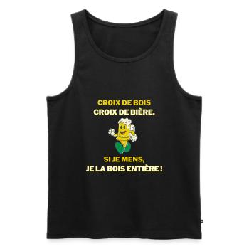 Croix de bois, croix de bière. - Débardeur bio Premium Homme - noir - Devant - Michal (187cm)