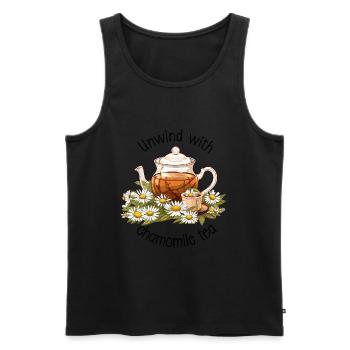 Entspannen Sie sich mit Kamillentee, Aquarell - Männer Premium Bio Tank Top - Schwarz - Vorne - AI Model Male 178 light (178cm)