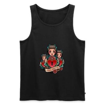 Poupée Matriochka Russie Babushka - Débardeur bio Premium Homme - noir - Devant - AI Model Male 178 light (178cm)
