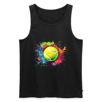 Tennisball Tennis Farbspritzer Color Splash - Männer Premium Bio Tank Top - Schwarz - Vorne - AI Model Male 178 light (178cm)