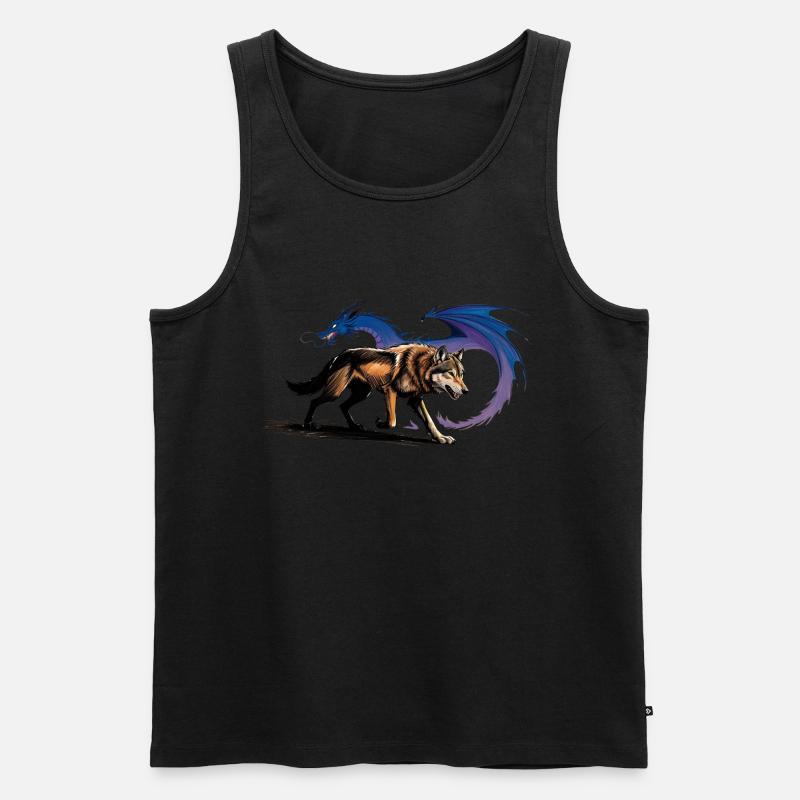 Wolf - Männer Premium Bio Tank Top - Schwarz