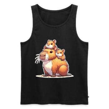 Capybara Maman Fils Fille Enfants - Débardeur bio Premium Homme - noir - Devant - AI Model Male 178 light (178cm)