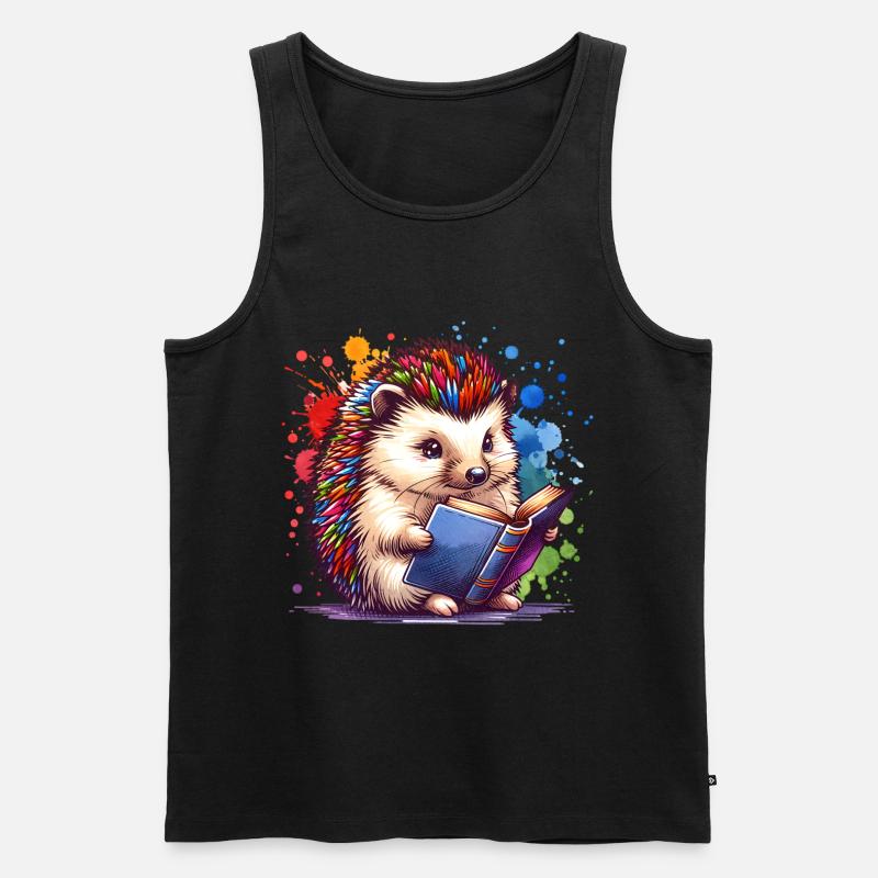 Lesen Igel - Männer Premium Bio Tank Top - Schwarz
