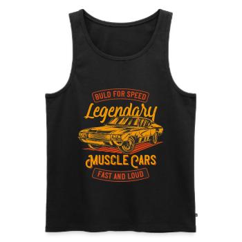 Voiture de muscle légendaire - Débardeur bio Premium Homme - noir - Devant - Michal (187cm)