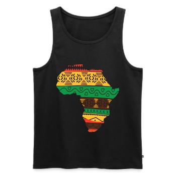 Afrique Carte continent Reggae Rouge Jaune Vert Rasta - Débardeur bio Premium Homme - noir - Devant - AI Model Male 178 light (178cm)