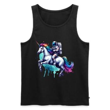 Licorne astronaute - Débardeur bio Premium Homme - noir - Devant - Michal (187cm)