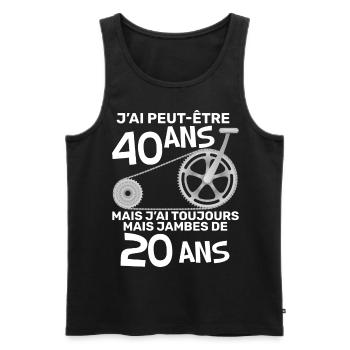 Humour j'ai peut-etre 40 ans Velo Cycliste - Débardeur bio Premium Homme - noir - Devant - Michal (187cm)