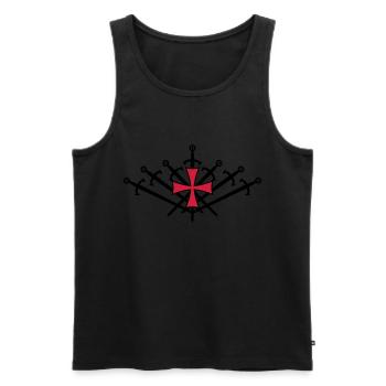 24 Ritter Kreuz 7 sieben Schwerter - Männer Premium Bio Tank Top - Schwarz - Vorne - AI Model Male 178 light (178cm)
