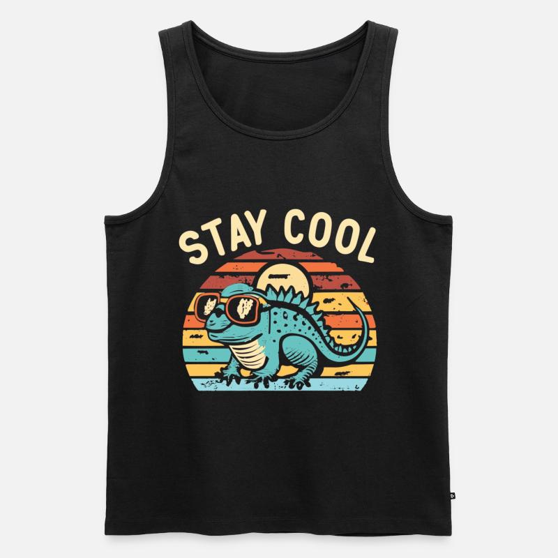 Retro Eidechse mit Sonnenbrille - Männer Premium Bio Tank Top - Schwarz