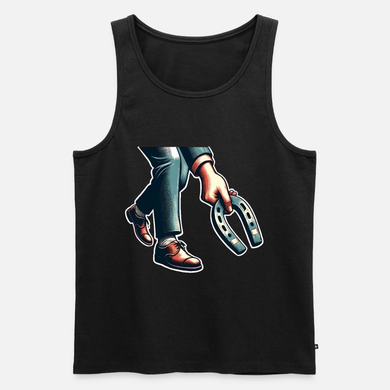 Hufeisenwerfen Horseshoe Pitching - Männer Premium Bio Tank Top - Schwarz