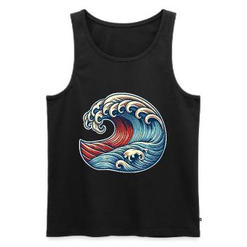 Wave - Men's Premium Organic Tank Top - black - Front - AI Model Male 178 light (178cm)