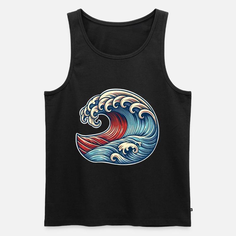 Welle - Männer Premium Bio Tank Top - Schwarz
