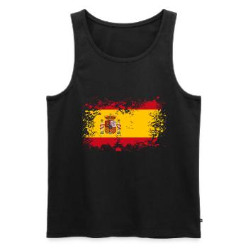 Spain flag stains blot gift idea - Men's Premium Organic Tank Top - black - Front - AI Model Male 178 light (178cm)