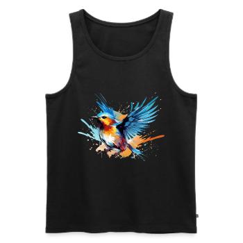 Blaumeise Farbkleckse Farbspritzer - Männer Premium Bio Tank Top - Schwarz - Vorne - AI Model Male 178 light (178cm)