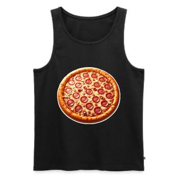 Pizza - Männer Premium Bio Tank Top - Schwarz - Vorne - Michal (187cm)