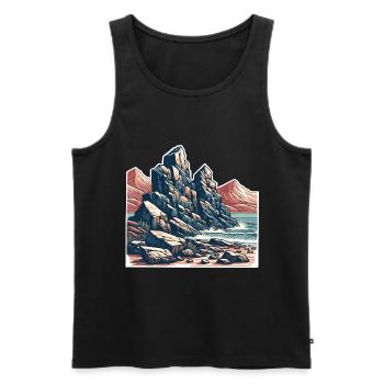 Rocher des montagnes - Débardeur bio Premium Homme - noir - Devant - AI Model Male 178 light (178cm)