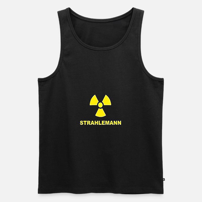 STRAHLEMANN WITZIGER SPRUCH ATOM RADIOAKTIV PARTY - Männer Premium Bio Tank Top - Schwarz