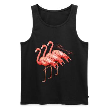 Flamingo flamants roses oiseaux d’eau - Débardeur bio Premium Homme - noir - Devant - AI Model Male 178 light (178cm)