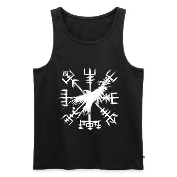 Vegvisir mit Rabe - Wikinger Kompass - Männer Premium Bio Tank Top - Schwarz - Vorne - AI Model Male 178 light (178cm)