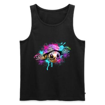 Turtle Graffiti Colorful - Men's Premium Organic Tank Top - black - Front - AI Model Male 178 light (178cm)