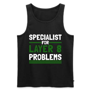 Computer Computer Work Funny Sayings Layer 8 - Men's Premium Organic Tank Top - black - Front - AI Model Male 178 light (178cm)