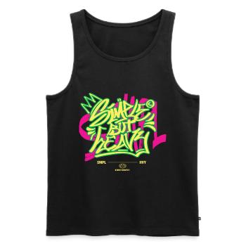 Graffiti urbain streetwear - Débardeur bio Premium Homme - noir - Devant - Michal (187cm)