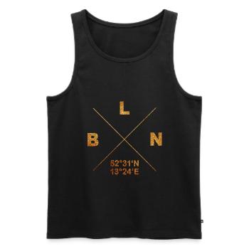 Berlin Koordinaten Design BLN Geschenk Heimat Kiez - Männer Premium Bio Tank Top - Schwarz - Vorne - Michal (187cm)