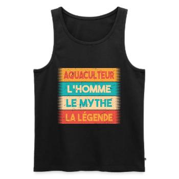Aquaculteur, L'homme, Le mythe, cadeau aquaculteur - Débardeur bio Premium Homme - noir - Devant - Michal (187cm)