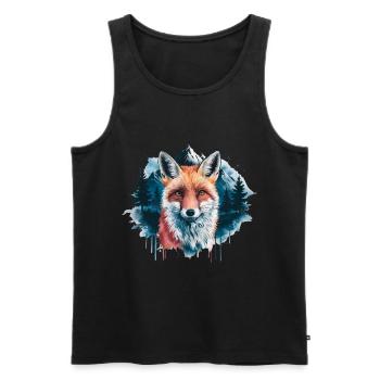 Fox, Watercolor, Forest, Foxes, Nature, Red Fox - Men's Premium Organic Tank Top - black - Front - Michal (187cm)