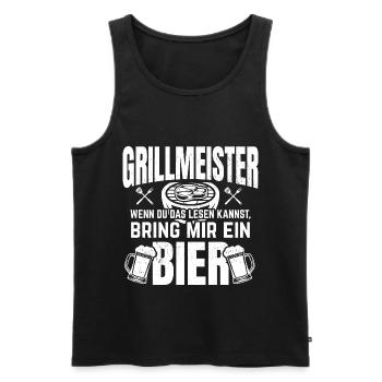 Grillmeister Sprüche | Bier Grillen Grill Geschenk - Männer Premium Bio Tank Top - Schwarz - Vorne - Michal (187cm)