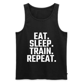 Eat Sleep Train Repeat - Männer Premium Bio Tank Top - Schwarz - Vorne - AI Model Male 178 light (178cm)