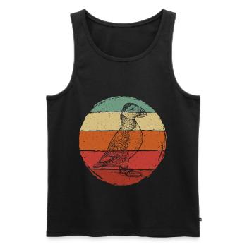 Puffin Retro - Men's Premium Organic Tank Top - black - Front - Michal (187cm)