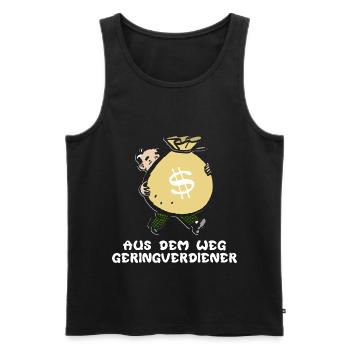 Aus dem Weg Geringverdiener Geldsack Millionär - Männer Premium Bio Tank Top - Schwarz - Vorne - Michal (187cm)