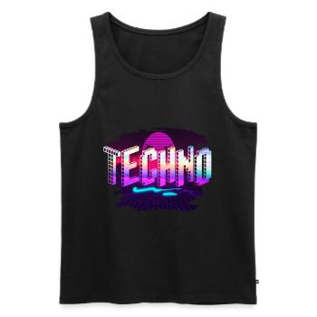 Techno - Männer Premium Bio Tank Top - Schwarz - Vorne - AI Model Male 178 light (178cm)