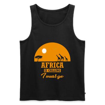 L'AFRIQUE EST APPELANT Je dois aller en Afrique Savannah Girafe - Débardeur bio Premium Homme - noir - Devant - Michal (187cm)