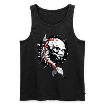 Koi Skull // Totenkopf Fisch // Karpfen FS0171 - Männer Premium Bio Tank Top - Schwarz - Vorne - AI Model Male 178 light (178cm)