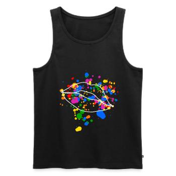 Lèvres PLEINES DE FIERTÉ LGBT avec des touches de couleur colorées - Débardeur bio Premium Homme - noir - Devant - AI Model Male 178 light (178cm)