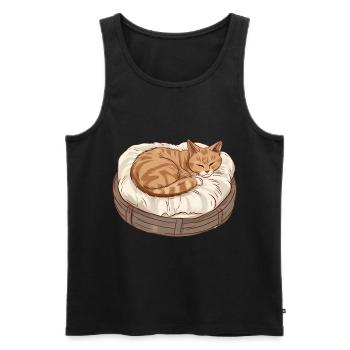 Katze im Bett Offizielles Schlafshirt - Männer Premium Bio Tank Top - Schwarz - Vorne - AI Model Male 178 light (178cm)