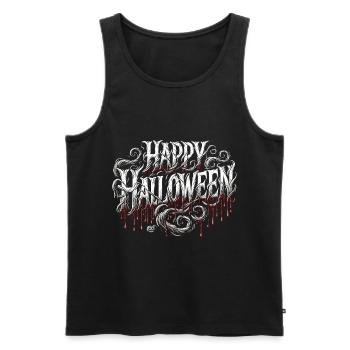 Unheimliches "Happy Halloween" Shirt - Männer Premium Bio Tank Top - Schwarz - Vorne - AI Model Male 178 light (178cm)