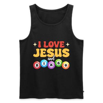 Ich liebe Jesus und Bingo - Männer Premium Bio Tank Top - Schwarz - Vorne - Michal (187cm)