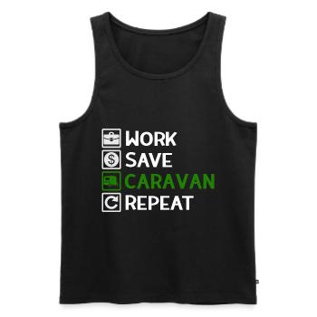 Work, Save, Caravan, Repeat - Camping Spruch - Men's Premium Organic Tank Top - black - Front - Michal (187cm)