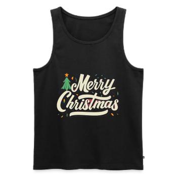 « Joyeux Noël » Noël à porter - Débardeur bio Premium Homme - noir - Devant - Michal (187cm)