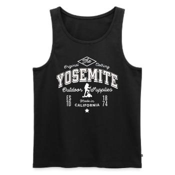 Yosemite outdoor supplies made in California - Débardeur bio Premium Homme - noir - Devant - Michal (187cm)