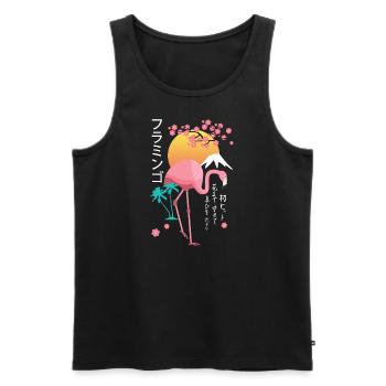 Japanese Aesthetic Flamingo Cherry Blossom Japan - Men's Premium Organic Tank Top - black - Front - Michal (187cm)