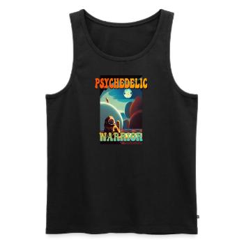 Psychedelic Warrior - Men's Premium Organic Tank Top - black - Front - AI Model Male 178 light (178cm)