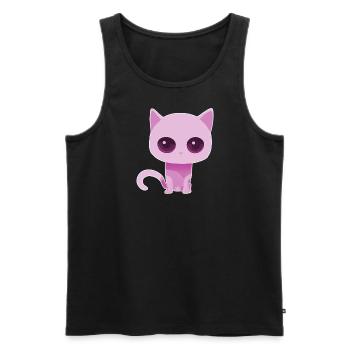 kleine Pinke Katze - Männer Premium Bio Tank Top - Schwarz - Vorne - AI Model Male 178 light (178cm)