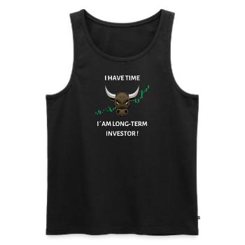 I have time, I am a long-term investor - Men's Premium Organic Tank Top - black - Front - AI Model Male 178 light (178cm)