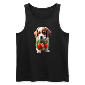 Hund mit Erdbeeren - Männer Premium Bio Tank Top - Schwarz - Vorne - Michal (187cm)
